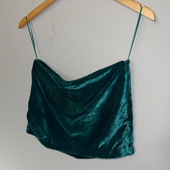 NWT Free People Dark Teal Velvet Mini Skirt size 2 - Picture 3 of 7
